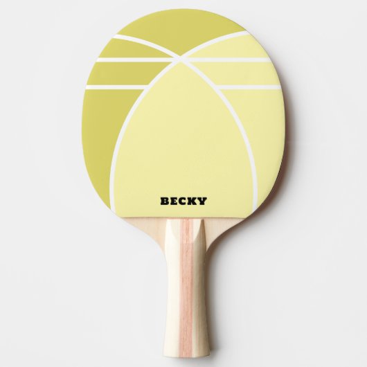 Yellow Personalized Ping Pong Paddle with Name 卓球ラケット (正面)