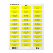 Yellow Personalized Return Address Mailing Labels ラベル (フルシート)