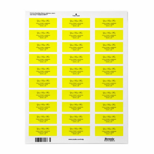 Yellow Personalized Return Address Mailing Labels ラベル (フルシート)
