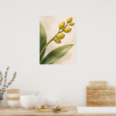Yellow Phalaenopsis Orchid Buds Botanical ポスター (キッチン)