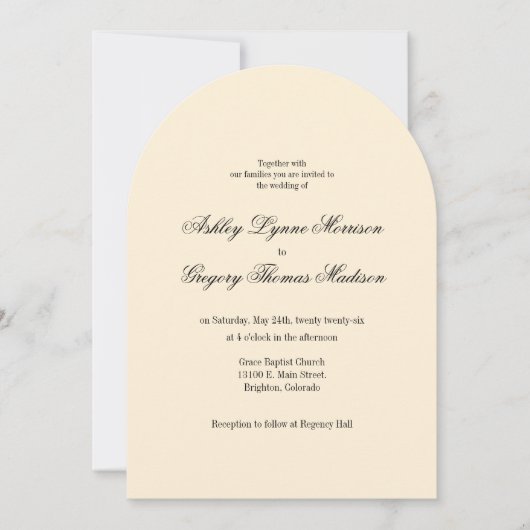 Yellow Photo Arch Shaped Wedding Invitation 招待状 (正面)