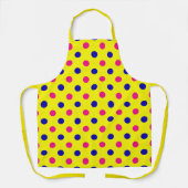 Yellow Pink Blue Polka Dot Pattern エプロン (正面)