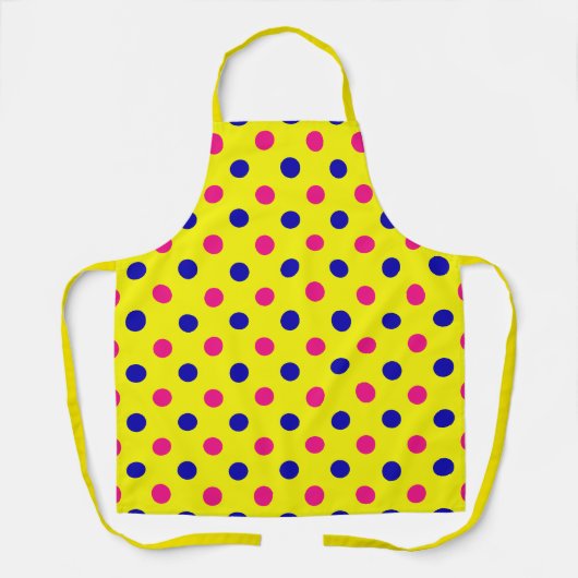 Yellow Pink Blue Polka Dot Pattern エプロン (正面)