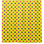 Yellow Pink Blue Polka Dot Pattern シャワーカーテン (正面)