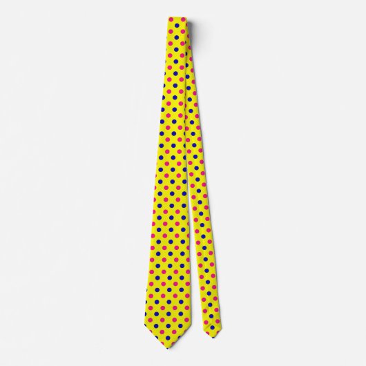Yellow Pink Blue Polka Dot Pattern ネクタイ (正面)