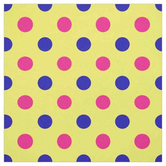 Yellow Pink Blue Polka Dot Pattern ファブリック (見本)