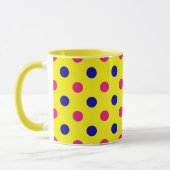 Yellow Pink Blue Polka Dot Pattern マグカップ (左)