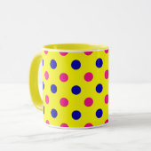 Yellow Pink Blue Polka Dot Pattern マグカップ (正面左)