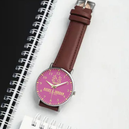 Yellow Pink couple names monogram 腕時計