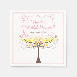 yellow Pink Floral Bird Bridal Shower  スタンダードカクテルナプキン