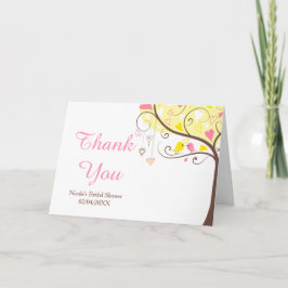 Yellow & Pink Floral Bird Bridal Shower Thank You サンキューカード