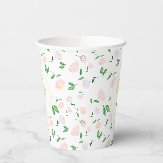 Yellow Pink Floral Cross 紙コップ (左)