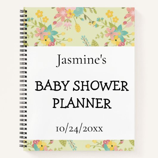 Yellow Pink Green Florals Shower Planner ノートブック (正面)