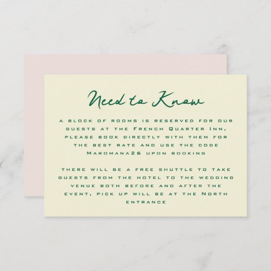 Yellow Pink Green Simple Additional Information  エンクロージャーカード (正面/裏面)