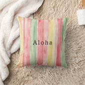 Yellow Pink Mint Stripes Aloha クッション (ブランケット)
