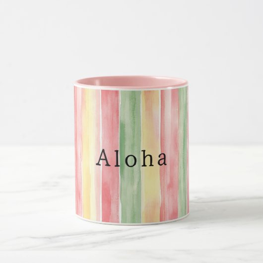 Yellow Pink Mint Stripes Aloha マグカップ (中央)