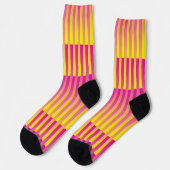 Yellow Pink Orange Striped Pattern ソックス (左)