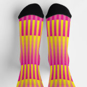 Yellow Pink Orange Striped Pattern ソックス (上部)