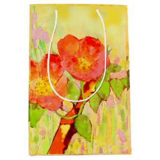  Yellow Pinks Floral Sweet Briar Gift Bag ミディアムペーパーバッグ
