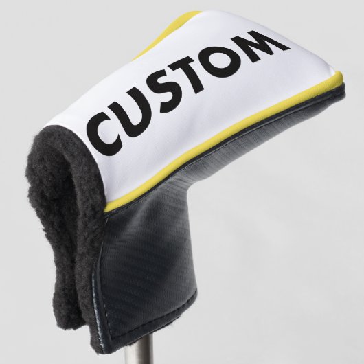 YELLOW Piping Custom Golf Putter Headcover Blank ゴルフヘッドカバー (3/4 正面)