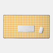 Yellow Plaid Pattern Desk Mat デスクマット (キーボード&マウス)