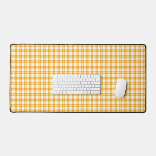 Yellow Plaid Pattern Desk Mat デスクマット (キーボード&マウス)