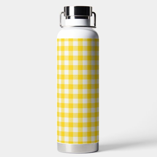 Yellow Plaid Pattern Water Bottle ウォーターボトル (背面)
