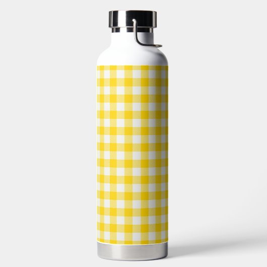 Yellow Plaid Pattern Water Bottle ウォーターボトル (左面)