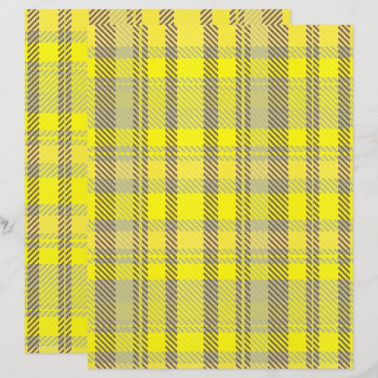 Yellow Plaid Scrapbook Paper 2-Sided Page (正面/裏面)