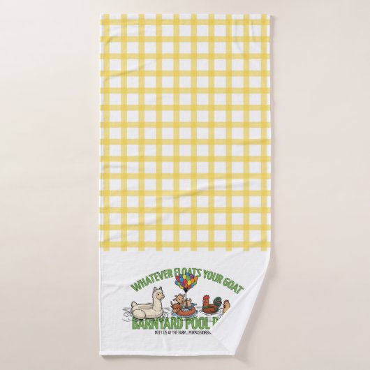 Yellow Plaid Whatever Floats Your Goat Towel バスタオル (バスタオル)