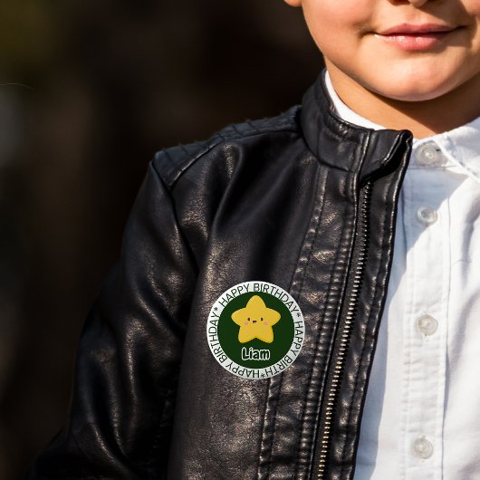 Yellow Playful Star Birthday Customizable Button 缶バッジ