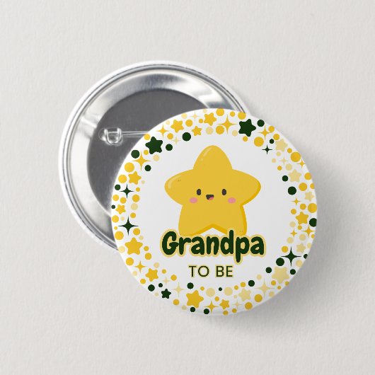 Yellow Playful Star Customizable 缶バッジ (正面&裏面)