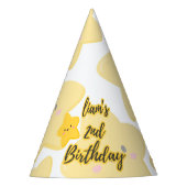 Yellow playful star Customizable Birthday パーティーハット (正面)