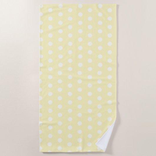 Yellow Poka Dots ビーチタオル (正面)