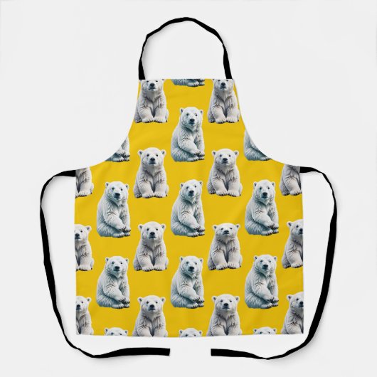 Yellow Polar Bear Pattern Design  エプロン (正面)