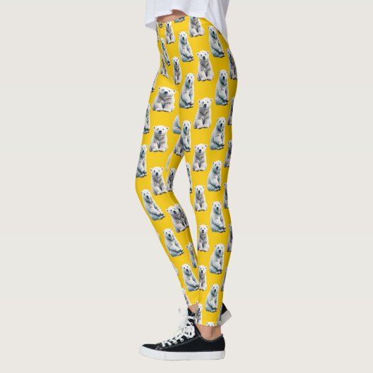 Yellow Polar Bear Pattern Design  レギンス (左)