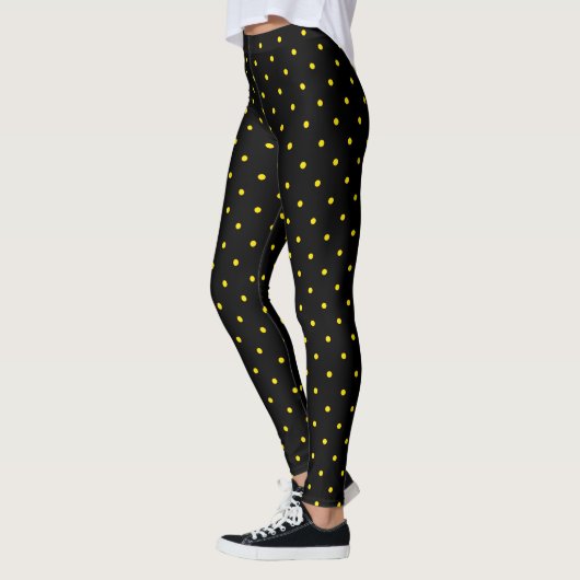 Yellow Polka Dot on Black Leggings レギンス (左)