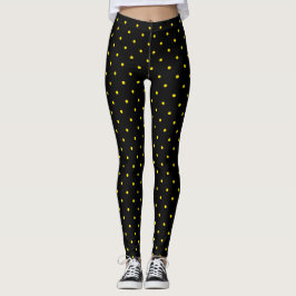 Yellow Polka Dot on Black Leggings レギンス