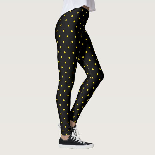 Yellow Polka Dot on Black Leggings レギンス (右)