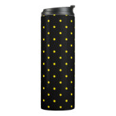 Yellow Polka Dot on Black Thermal Tumbler タンブラー (回転左)