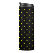 Yellow Polka Dot on Black Thermal Tumbler タンブラー (回転右)