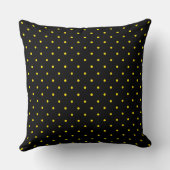 Yellow Polka Dot on Black Throw Pillow クッション (裏面)