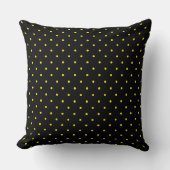 Yellow Polka Dot on Black Throw Pillow クッション (正面)