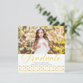 Yellow Polka Dots Funny Graduate Photo Graduation  案内状 (スタンド正面)