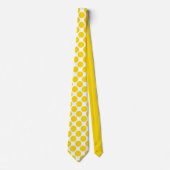 Yellow Polka Dots on White Custom Necktie ネクタイ (正面)