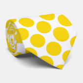 Yellow Polka Dots on White Custom Necktie ネクタイ (ロール)
