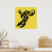 Yellow Pop Art Motocross Motorcyle Sport ポスター (キッチン)