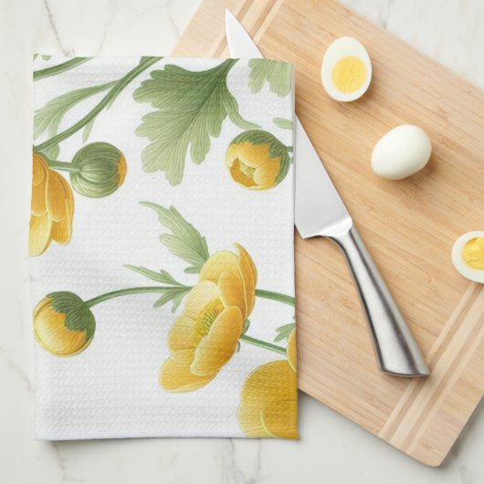 Yellow Poppies kitchen towel キッチンタオル (四つ折り)