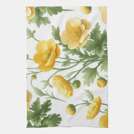 Yellow Poppies kitchen towel キッチンタオル (縦)