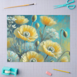 Yellow Poppies Poppy Floral Flowers Decoupage 薄葉紙
